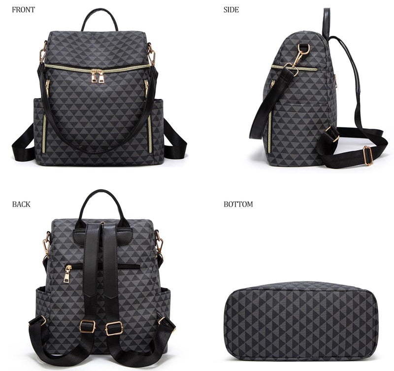 Makes Backpack Purse for Women PU Leather Travel Satchel Handbag Convertible Design Bag with Purse 2 Piece - Image 4
